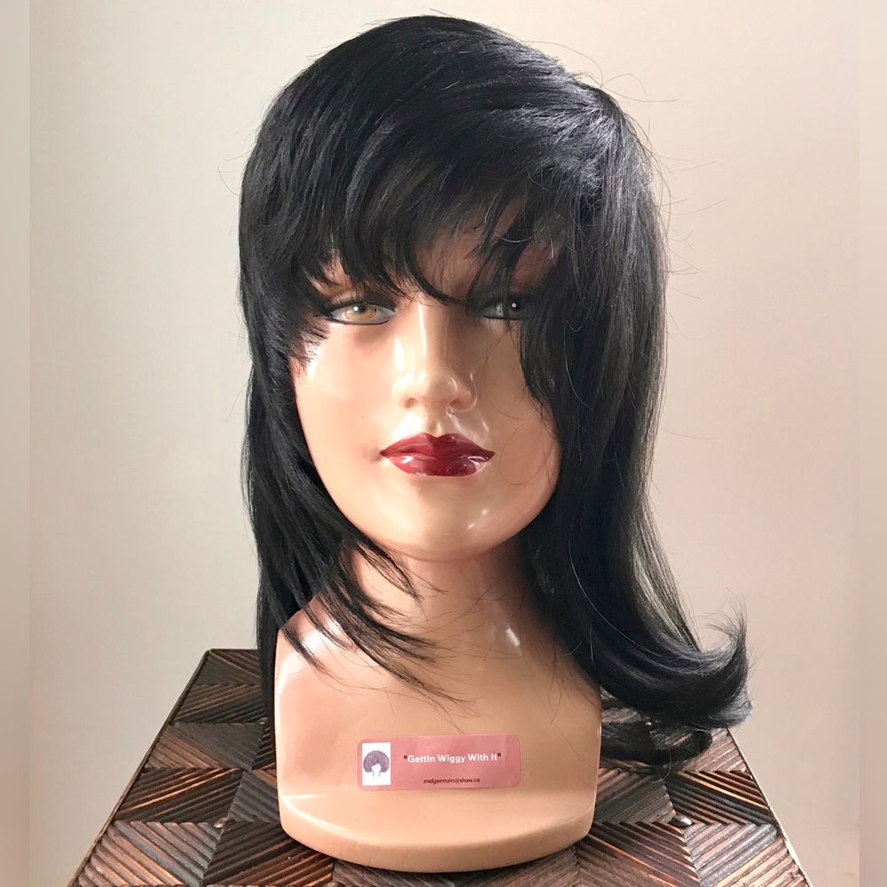 “Put On & Go” Short Layered Black Premium Fiber Wig - No Further Discount 😊